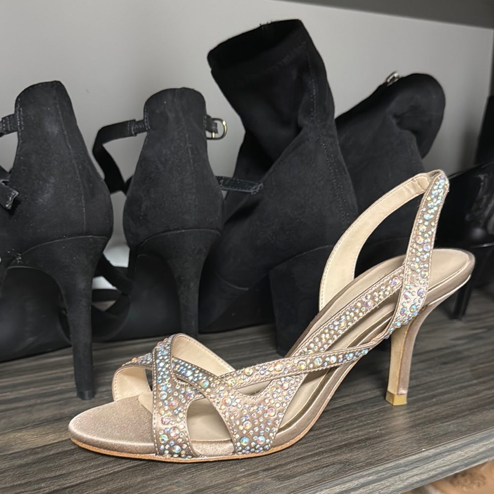 Elegant Rhinestone Strappy Heels